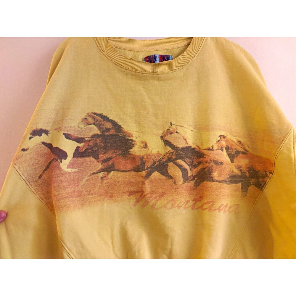 Vintage ReMADE Urban Outfitters Western Horse Pullover, Yellow M